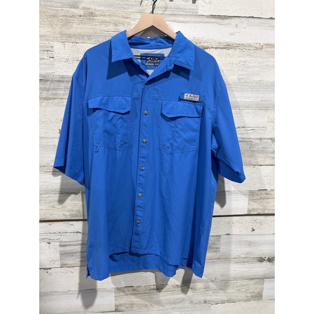 Bimini Bay Button Up Shirt Men XL Blue Fishing Performance‎ Gorpcore EUC